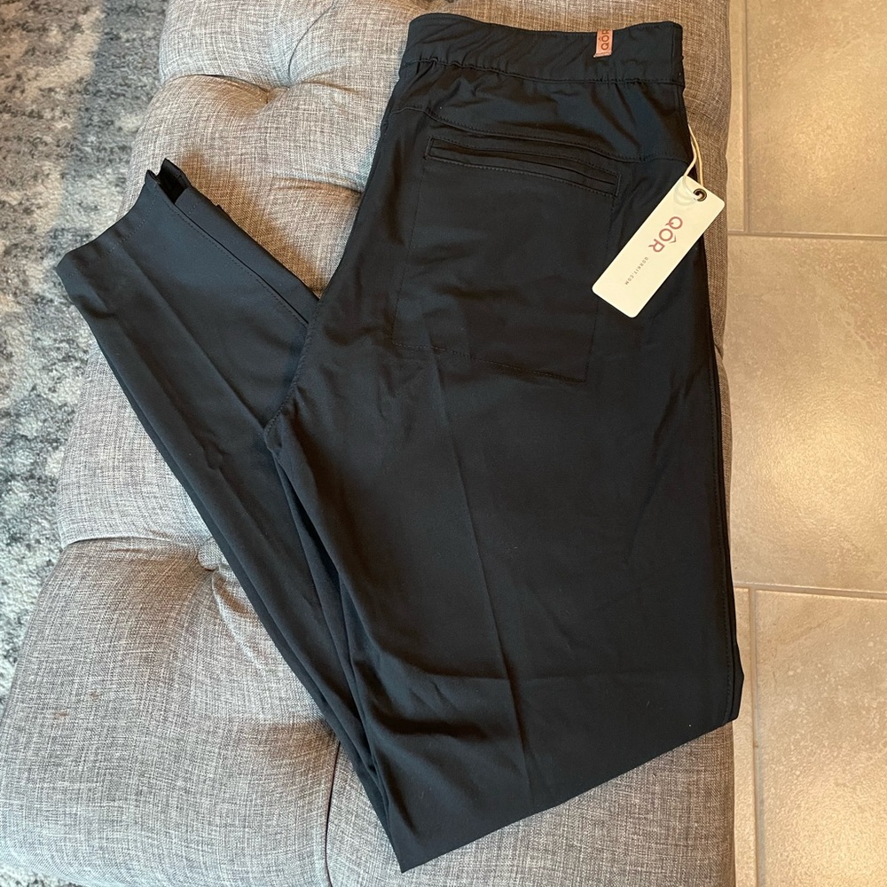 Qor tapered ankle length stretch trousers